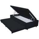 Ver imagem 1 de Cama Box Baú Solteiro com Auxiliar Espuma Suede Preto 56x88x188