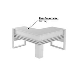 Mesa para Escritório em L 136 cm - Branco - 3