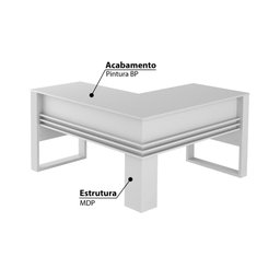 Mesa para Escritório em L 136 cm - Branco - 2