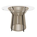 Ver imagem 1 de Mesa de Jantar Redonda 4 Lugares Tampo de Vidro Valencia Bege/Preto/Rami