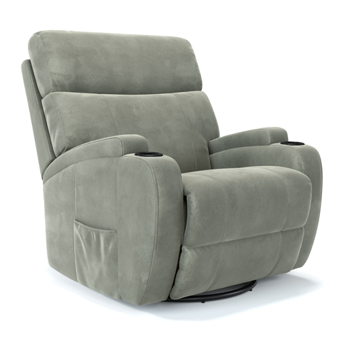 Poltrona do Papai Reclinável em Tecido Suede Verde Oliva Reclinação Elétrica - Modelo Imperial