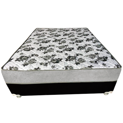Cama Box Casal Suede Preto + Colchão Casal Suede Cinza Orto Molas Ensacada 138x188x55