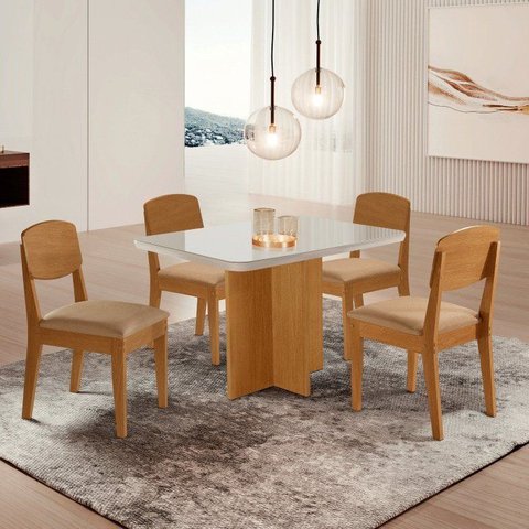 Conjunto Sala de Jantar Mesa Moscou T Canto Copo com Vidro Cleo Yescasa