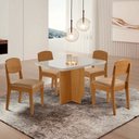 Ver imagem 1 de Conjunto Sala de Jantar Mesa Moscou T Canto Copo com Vidro Cleo Yescasa
