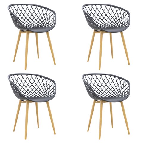 Cadeira Sala Jantar Braços Polipropileno Kit4 Clarice Preto R02 - D'rossi