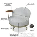 Ver imagem 7 de Poltrona Decorativa Andromeda Linho Bouclê Base Giratória de Ferro - Pallazio Cinza Claro