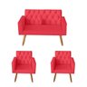 Kit Sofá 2 Lugares e 2 Poltrona Para Sala Bianca Capitonê Suede Vermelho - Móveis Mafer - 1
