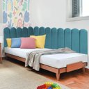 Ver imagem 2 de Cabeceira Painel Cama Solteiro Box Nuvem Suede Sandy 90 cm:Azul Turquesa