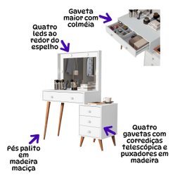 Penteadeira Camarim Pequena Luz de Led Agata Basoto Brasil - 3