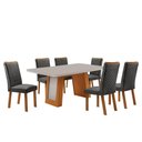 Ver imagem 5 de Conjunto de Jantar Carolina 6 Lugares Tampo MDF com Vidro Cadeiras Lira Grafite Off White 180cm