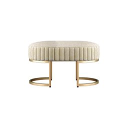 Recamier Puff Glow Veludo Bege 75 Cm - Zahav Estofados - 1