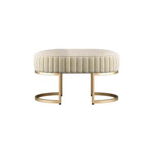 Recamier Puff Glow Veludo Bege 75 Cm - Zahav Estofados