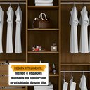 Ver imagem 4 de Guarda-Roupa Casal Áustria 5 Portas 1 Porta com Vidro Reflecta com LED e 3 Gavetas Internas Marrom/Cinamomo