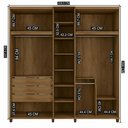 Ver imagem 3 de Guarda-Roupa Casal Áustria 5 Portas 1 Porta com Vidro Reflecta com LED e 3 Gavetas Internas Marrom/Cinamomo