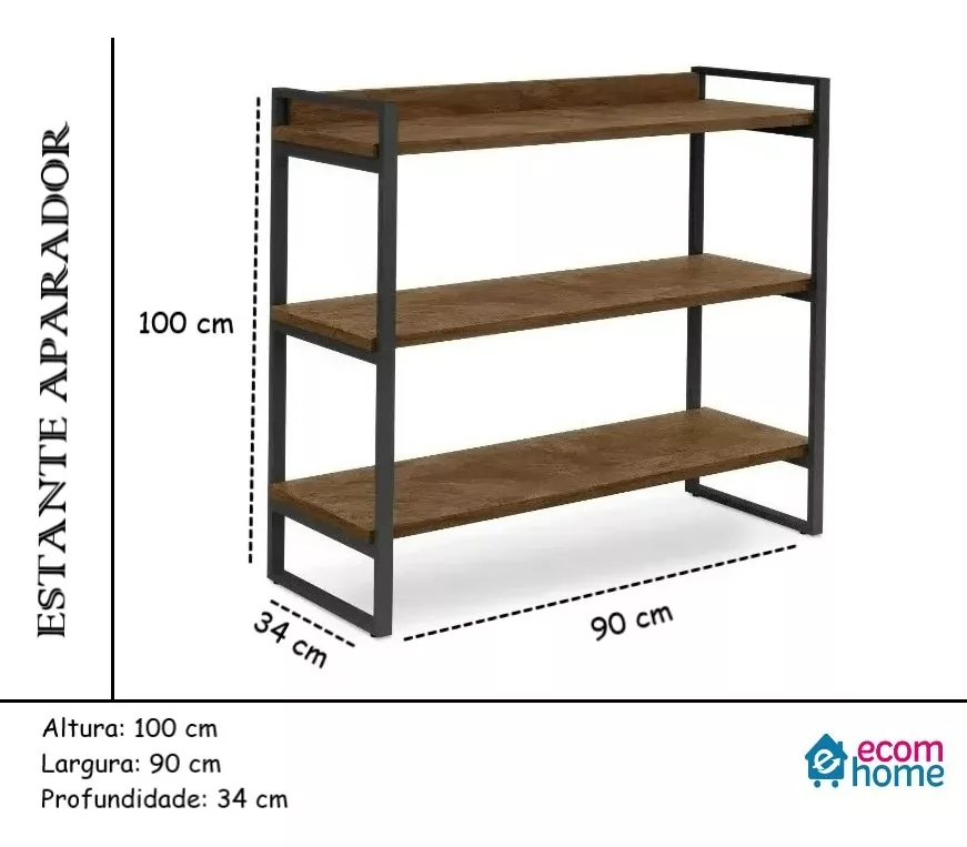 Estante para Livros Organizador com Prateleiras Cor Preto - 3