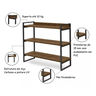 Estante para Livros Organizador com Prateleiras Cor Preto - 4