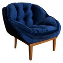 Ver imagem 3 de Kit 2 Poltronas Decorativa Marcela Veludo Azul Marinho Base Madeira Castanho - Pallazio