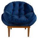 Ver imagem 4 de Kit 2 Poltronas Decorativa Marcela Veludo Azul Marinho Base Madeira Castanho - Pallazio