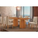 Ver imagem 1 de Conjunto: Mesa Sala Jantar Maldivas C/ Tampo Madeirado Canto Curvo 180x90cm e 6 Cadeiras Dafne