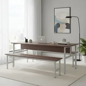 Conjunto Mesa para Refeitório 8 Lugares com Bancos Separados:carvalho/cinza Cristal