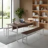 Conjunto Mesa para Refeitório 8 Lugares com Bancos Separados:carvalho/cinza Cristal - 2
