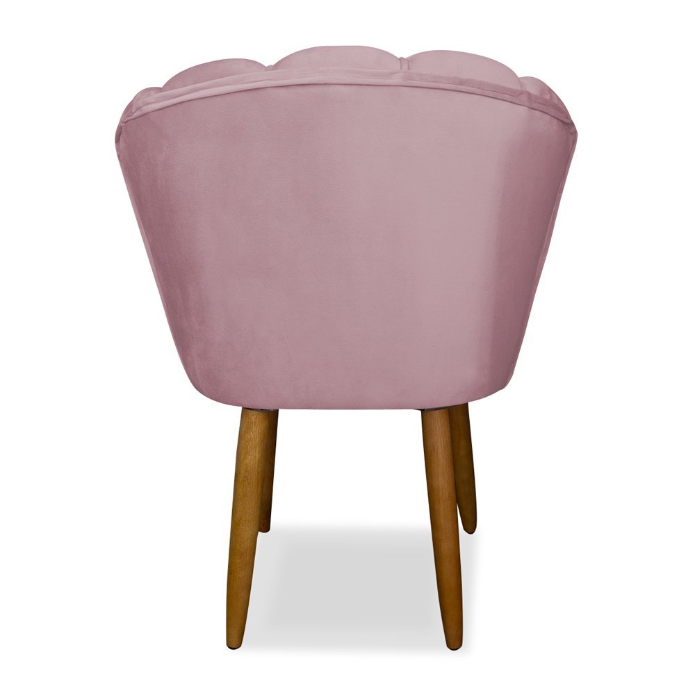 Cadeira Pétala para Penteadeira e Sala Pés Palito Veludo Rosê Wed Decor - 2