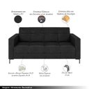 Ver imagem 3 de Sofá Living Decorativo Houston 2 Lugares 160cm Pés em Metal Pu Preto G33 - Gran Belo