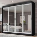 Ver imagem 1 de Guarda-roupa Casal Madesa Austin 4 Portas de Correr de Espelho 3 Gavetas