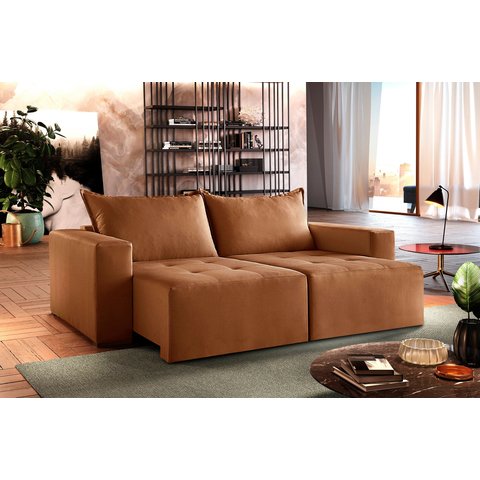 Sofá Retrátil Urano Terracota 2.20cm Almofadas Soltas