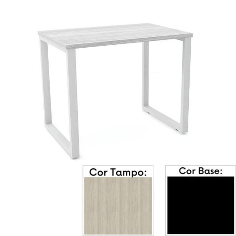 Mesa De Escritório Pé Tubular Pe25 Em Mdp 90 X 45 Cm Cor Nogueira Casablanca E Base Preta