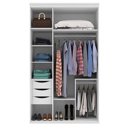 Guarda Roupa Solteiro 3 Portas 3 Gavetas MDF Originale Belmax Branco - 4