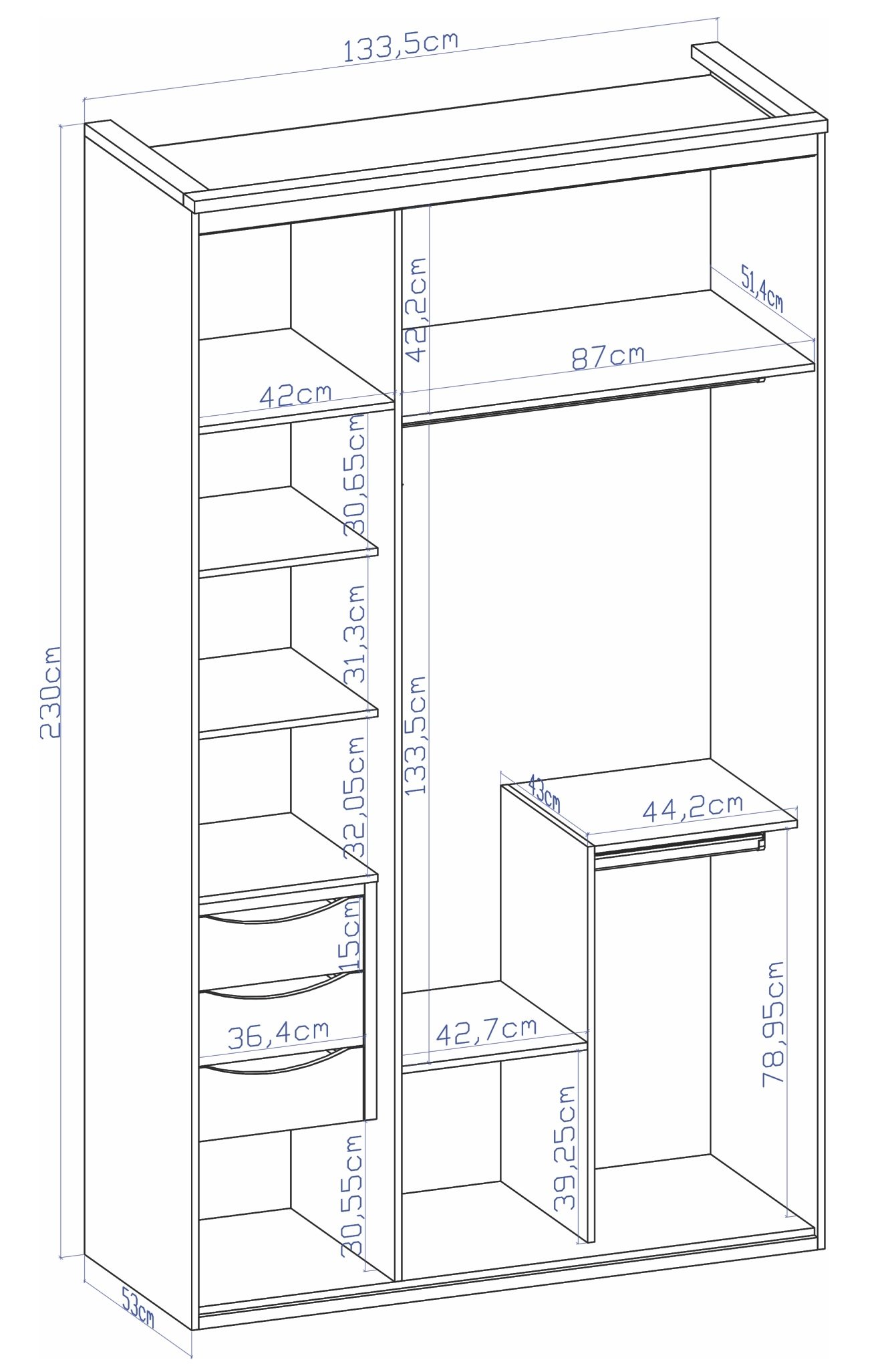 Guarda Roupa Solteiro 3 Portas 3 Gavetas MDF Originale Belmax Branco - 6