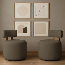 Kit 02 Poltronas Escritório Orgânica Almyra - Tecido Boucle - Bege - 1