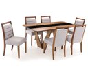 Ver imagem 1 de Conjunto Mesa de Jantar Dinant + Cadeiras Tienen Encosto Estofado - 67647