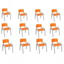 Ver imagem 1 de Kit 12 Cadeira Iso Infantil Creche, Base Cinza Laranja