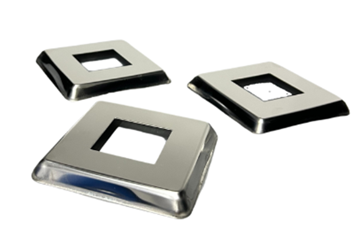 Jogo 4 Canoplas Quadrada Estampada 40x40mm Inox 304 Polido - 2