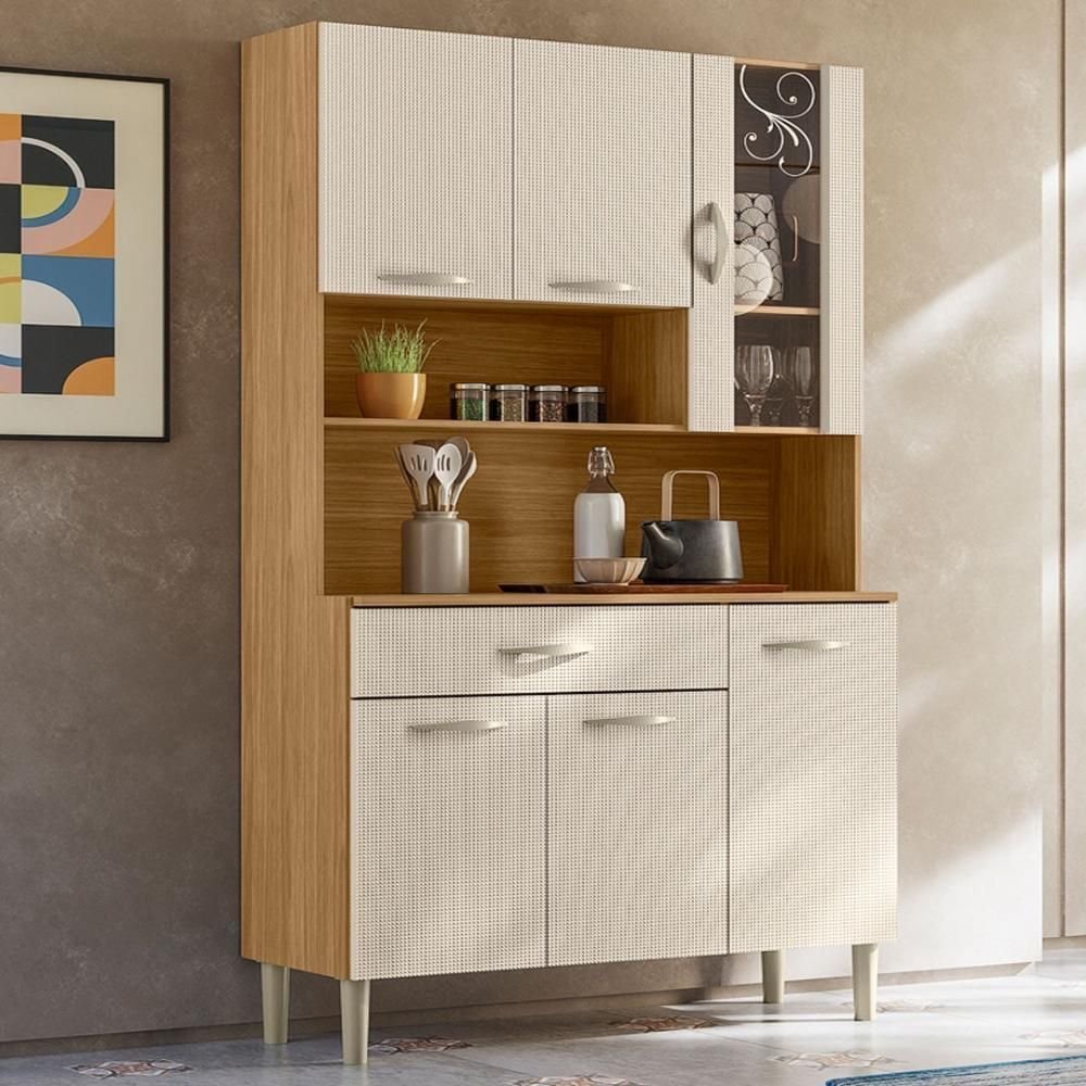 Armário de Cozinha Compacta Mdf 6 Portas Golden Plus - Freijó/soft