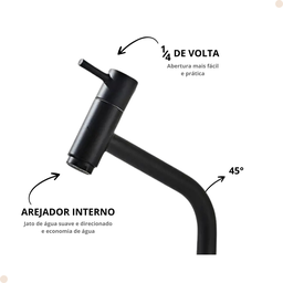 Torneira para Banheiro Lavabo Link Bica Alta Preto Black - 6