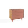 CÔMODA DE MADEIRA MACIÇA 3 GAVETAS SIDERAL PUXADOR BOLINHA NÓZES E ROSA CORAL 90X40X79,5CM - 3