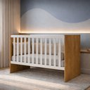 Ver imagem 1 de Berço Mini Cama Grade Móvel Giovana Marrom/Nature/Branco