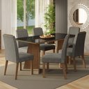 Ver imagem 1 de Conjunto Sala de Jantar Tampo de Vidro 6 Cadeiras Rustic/preto/silver Amalfi Madesa