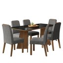 Ver imagem 2 de Conjunto Sala de Jantar Tampo de Vidro 6 Cadeiras Rustic/preto/silver Amalfi Madesa