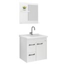 Ver imagem 1 de Kit Banheiro Genova Suspens 2 Gavetas + Espelho + Pia 55,4cm Branco - 528602 - A.j.rorato