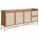 Ver imagem 2 de Balcão Buffet 3 Portas 2 Gavetas Palhinha Pés Metálicos 28935 Oslo Artesano - Hanover/dourado
