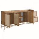 Ver imagem 3 de Balcão Buffet 3 Portas 2 Gavetas Palhinha Pés Metálicos 28935 Oslo Artesano - Hanover/dourado