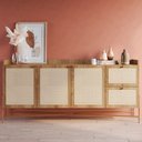 Ver imagem 1 de Balcão Buffet 3 Portas 2 Gavetas Palhinha Pés Metálicos 28935 Oslo Artesano - Hanover/dourado