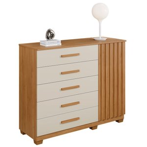 Cômoda França 5 Gavetas 1 Porta Ripada 2 Prateleiras com Sapateira - Benetil