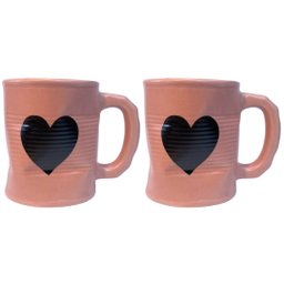 Jogo 2 Caneca Amassada 320ml para Chá Cappuccino - Rosa - 1