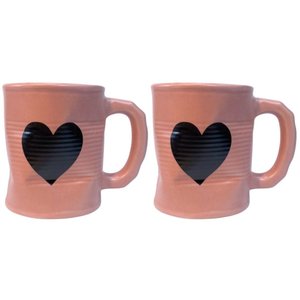 Jogo 2 Caneca Amassada 320ml para Chá Cappuccino - Rosa