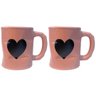 Jogo 2 Caneca Amassada 320ml para Chá Cappuccino - Rosa - 1